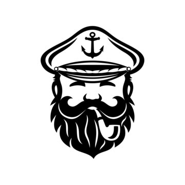 Ship captain monochrome icon isolated on white background.