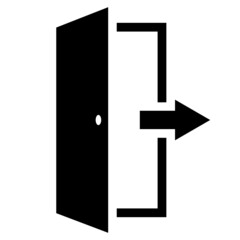 Exit icon, open doors arrow to the outside, emergency exit from the room