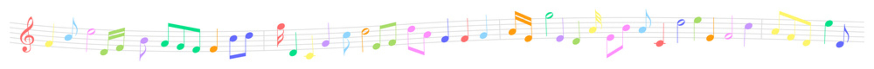 カラフルな五線譜の飾り罫線
