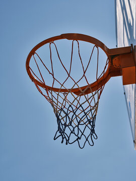 basketball hoop and blue sky