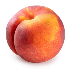 Yellow Peach isolated on white background, Fresh Yellow Peach on White Background With clipping path.