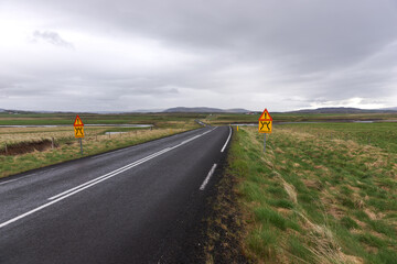 Empty long road number 1 of Iceland. Europe
