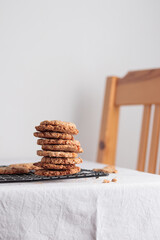Stack of homemade oat cookies