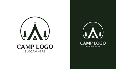 Minimal camp logo design for outdoor camping or adventure