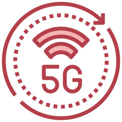 5g red line icon,linear,outline,graphic,illustration