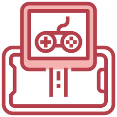 video game red line icon,linear,outline,graphic,illustration