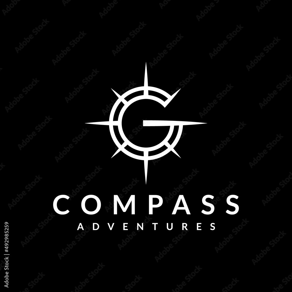 Sticker letter G compass logo design