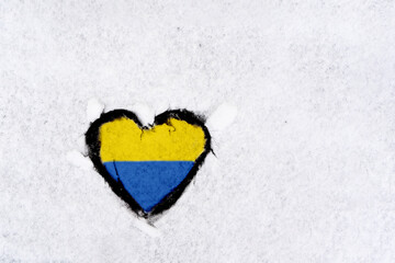 Ukraine flag theme idea design. Ukraine flag on the snow