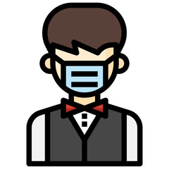 WAITER filled outline icon,linear,outline,graphic,illustration