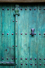 old wooden door with handle