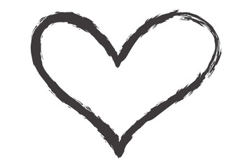 Heart contour vector. Black hand drawn love icon isolated. Paint brush stroke heart icon. Hand drawn vector for love logo, heart symbol, doodle icon and Valentine's day. Painted grunge vector shape