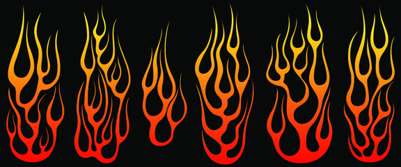 Fire flames isolated on white background. Tribal tattoo design.