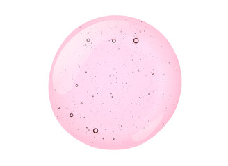 Cream gel drop red pink transparent cosmetic sample texture with bubbles isolated in white background