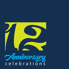 12 YEAR Anniversary celebrations logo design concept Premium Vector