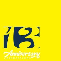 13 YEAR Anniversary celebrations logo design concept Premium Vector