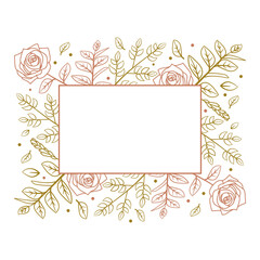 Rectangle Line Art Design Flower Leaf Frame Greeting Invitation Card