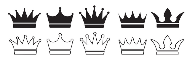 Crown icons set. Crown symbol collection.
