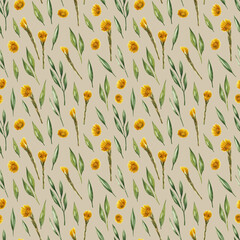 Yellow flowers watercolor pattern
