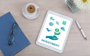 Investment concept on a digital tablet