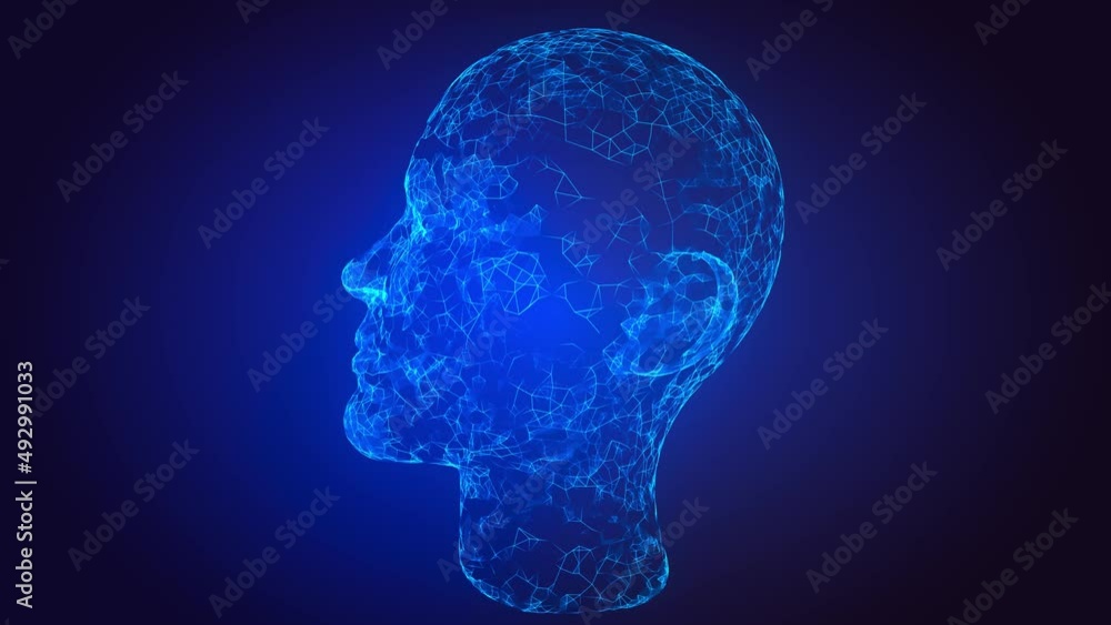 Aufkleber realistic 3d polygonal human head skin. abstract lines, triangles and particle style design. artific