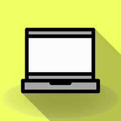 Simple laptop icon design, vector illustration with Colored background style, best used for banner or web application