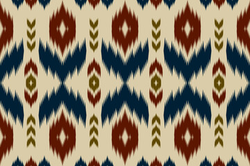 Abstract ethnic pattern art. Ikat seamless pattern in tribal, folk embroidery, and Mexican style. Geometric striped. Design for background, wallpaper, vector illustration, fabric, clothing, carpet.