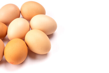 Organic chicken eggs on the table. Eggs are good for everyone and health. Farm products, natural eggs.