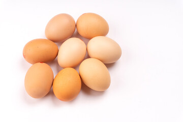 Organic chicken eggs on the table. Eggs are good for everyone and health. Farm products, natural eggs.
