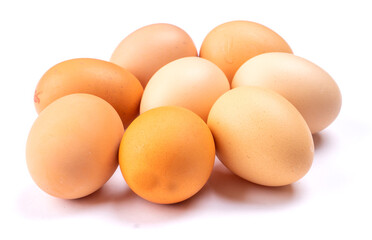 Organic chicken eggs on the table. Eggs are good for everyone and health. Farm products, natural eggs.