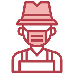 FARMER red line icon,linear,outline,graphic,illustration