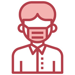 LIBRARIAN red line icon,linear,outline,graphic,illustration