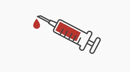 Syringe and blood icon. Vector isolated editable flat illustration of a Syringe with blood 