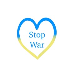 stop war. Love Ukraine, heart emblem of watercolor national flag colors. Flag of Ukraine. world peace