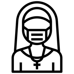 NUN line icon,linear,outline,graphic,illustration