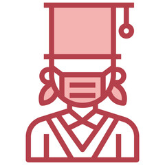 GRADUATE red line icon,linear,outline,graphic,illustration