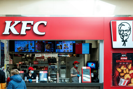 Fast food chain restaurant "KFS". Moscow, Russia, 03-16-2022.