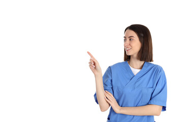 Concept of healthcare worker with young woman isolated on white background