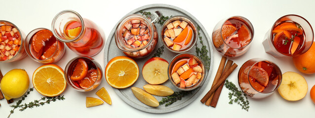 Concept of drink with Sangria, top view