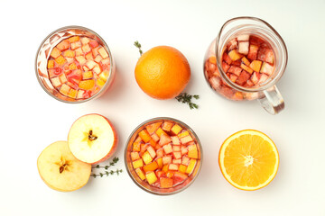 Concept of drink with Sangria, top view