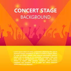 Concert crowd, Music festival, Dancing People, Party poster with colorful background.