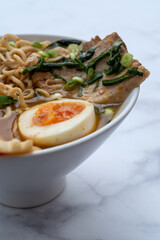 Ramen Soup bowl over marble table
