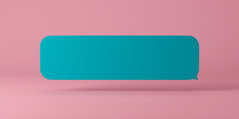 blue volumetric message or notification field on a pink background, source or template for an inscription, 3d rendering