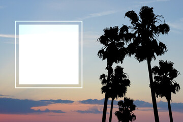 Summer travel and vacation- theme blank. Frame on Malibu landscape