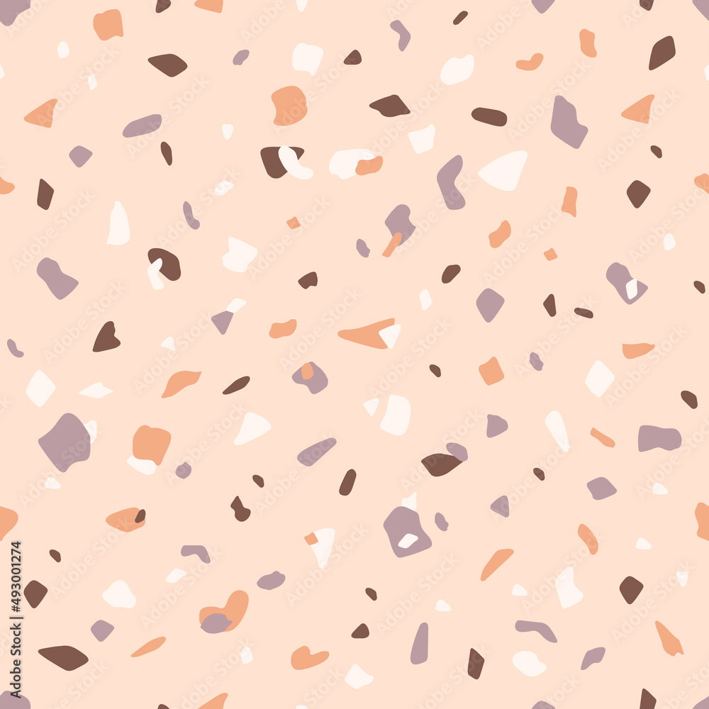 Poster seamless pattern in the style of terrazzo.