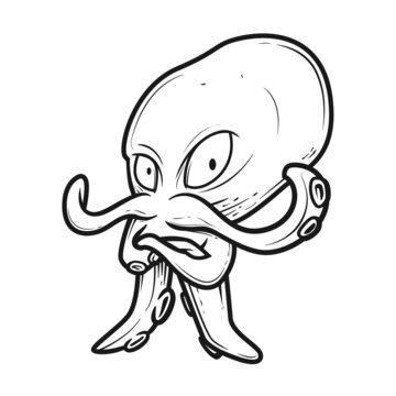 octopus line art, black and white