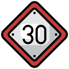 SPEED LIMIT filled outline icon,linear,outline,graphic,illustration