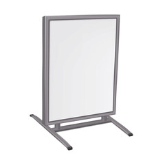 Sidewalk poster sign stand realistic vector mock-up. Floor standing blank white display board mockup. Template for design