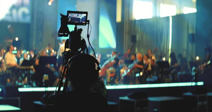 Concert production cameraman silhouette