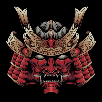recommend clip art: samurai warrior mask. Traditional armor of japanese warrior