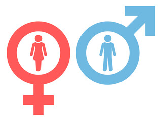 Symbole Weiblich & Männlich Figuren Rot Blau